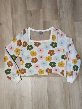 Arula Floral Square Neck Long Sleeve Top Size 1X (Size A) Retro Boho